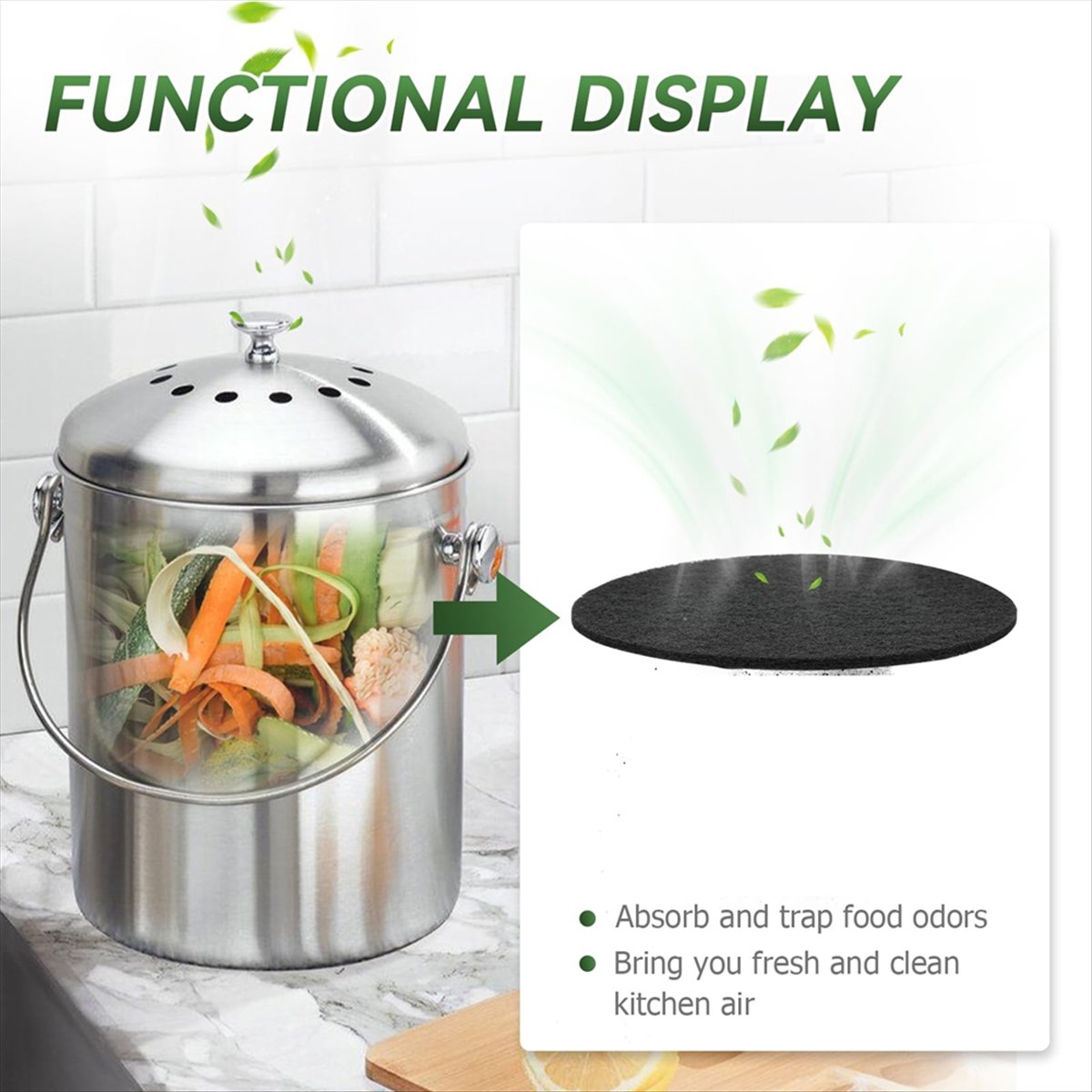 A92G New Compost Bin Filter, 6 - Compost Bin Countertop recension och pris